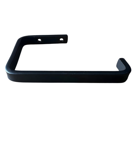 Black metal Minoa Slim Minimalist Toilet Paper Holder by Industrial Farm Co with rectangular tube design and wall mounting...