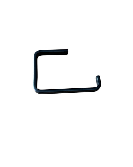 Minoa Slim black metal minimalist toilet paper holder by Industrial Farm Co featuring clean geometric L-shaped design