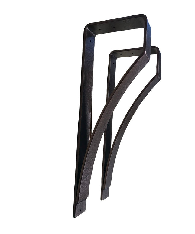 The Syracuse black metal countertop support brackets by Industrial Farm Co featuring modern industrial curved design with ...