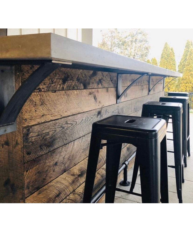 The Albany 4" Industrial Shelf Bracket – Heavy Duty Steel, Curved Support Bar, Handmade USA