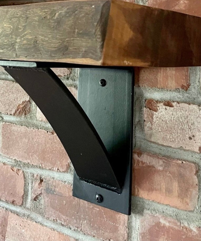 The Albany 4" Industrial Shelf Bracket – Heavy Duty Steel, Curved Support Bar, Handmade USA