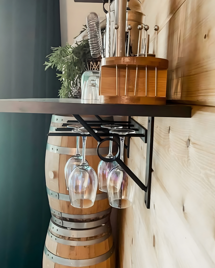 handmade brackets hung on shiplap 