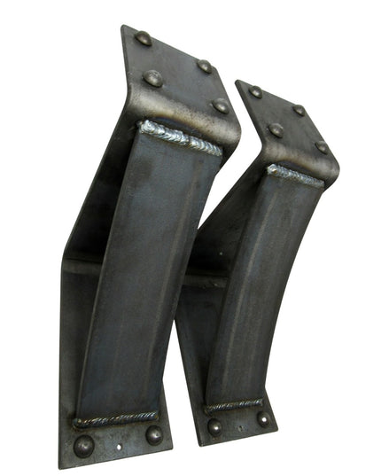 Black steel Clermont 4" mantel brackets with decorative rivets by Industrial Farm Co, heavy duty handmade corbels with wel...