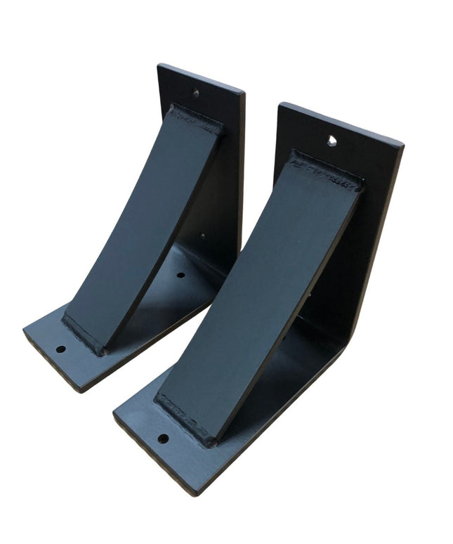 Black steel Dibbles 3 inch industrial shelf brackets with curved support bars, heavy duty handmade design by Industrial Fa...
