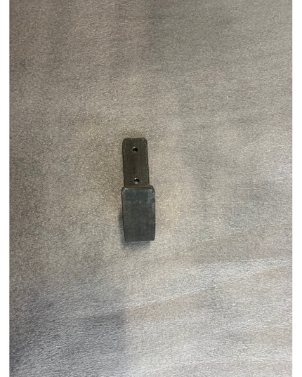 Industrial Farm Co Kinnley 1 inch wide wall hook in dark metal finish with mounting holes on brushed metal surface