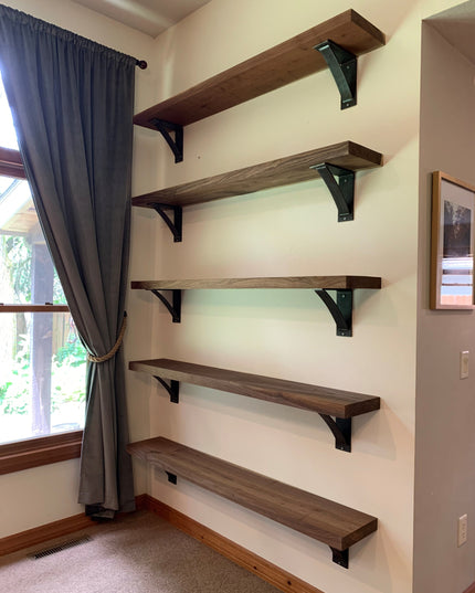 The Dibbles 3" Industrial Shelf Bracket – Heavy Duty Steel, Curved Support Bar, Handmade USA