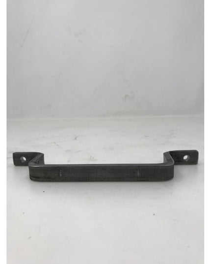 Black metal Onondaga Handle door pull with mounting brackets by Industrial Farm Co on white background
