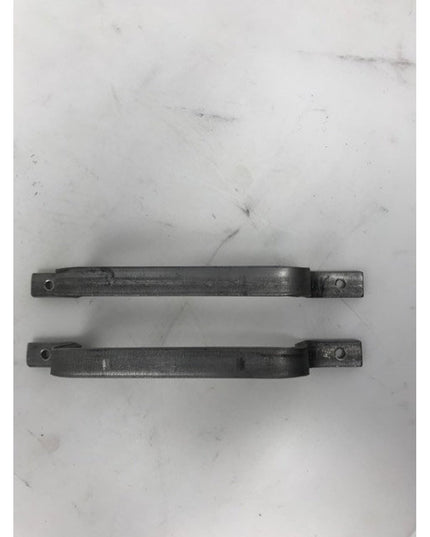 Black metal Onondaga Handle door pulls by Industrial Farm Co showing two horizontal bar-style handles with mounting holes ...