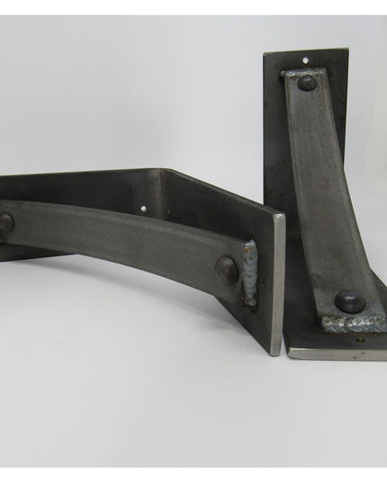 Heavy duty black steel Troy Shelf Support brackets by Industrial Farm Co with welded construction and mounting holes