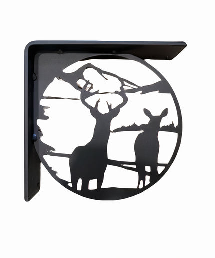 Handcrafted Metal Deer Landscape L-Bracket