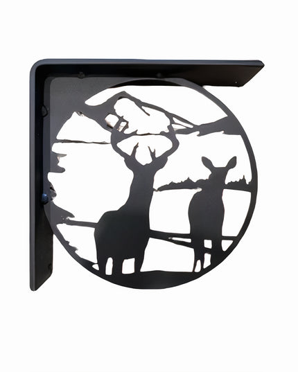 Handcrafted Metal Deer Landscape L-Bracket