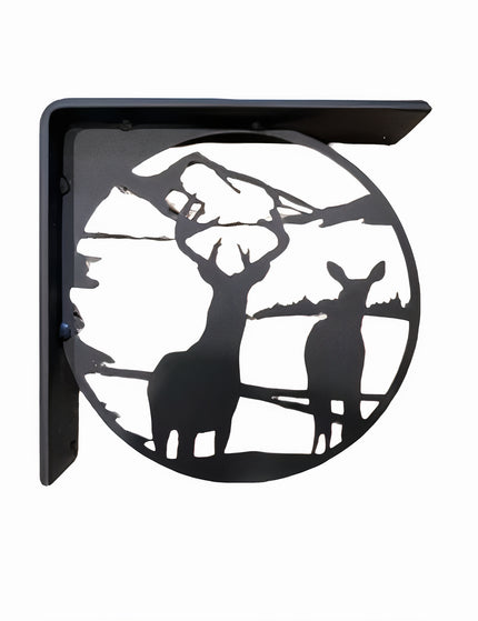 Handcrafted Metal Deer Landscape L-Bracket