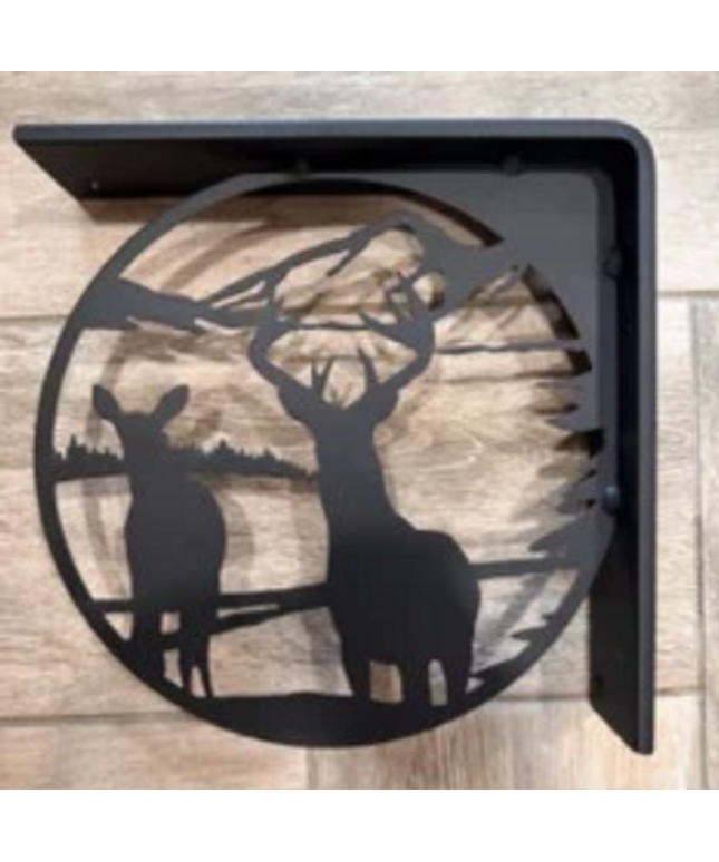 Handcrafted Metal Deer Landscape L-Bracket