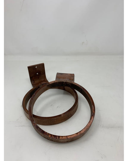 Rustic brown metal Hudson Wall Planter Ring by Industrial Farm Co featuring two circular rings with mounting brackets on w...