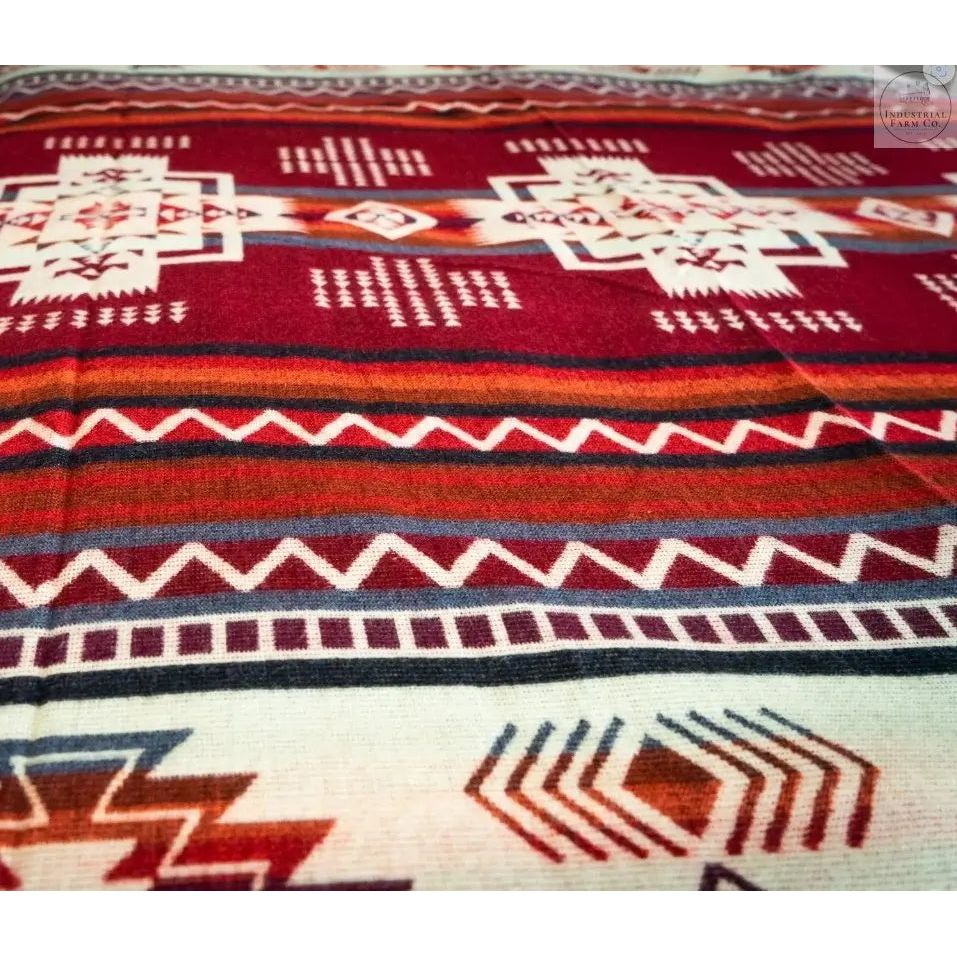 Alpaca Wool Blanket Red &amp; Cream Blankets Default Title   | Industrial Farm Co