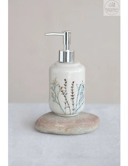 Floral Stoneware Soap Dispenser  Default Title   | Industrial Farm Co