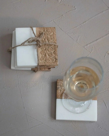 Hand Carved Coaster Set  Default Title   | Industrial Farm Co