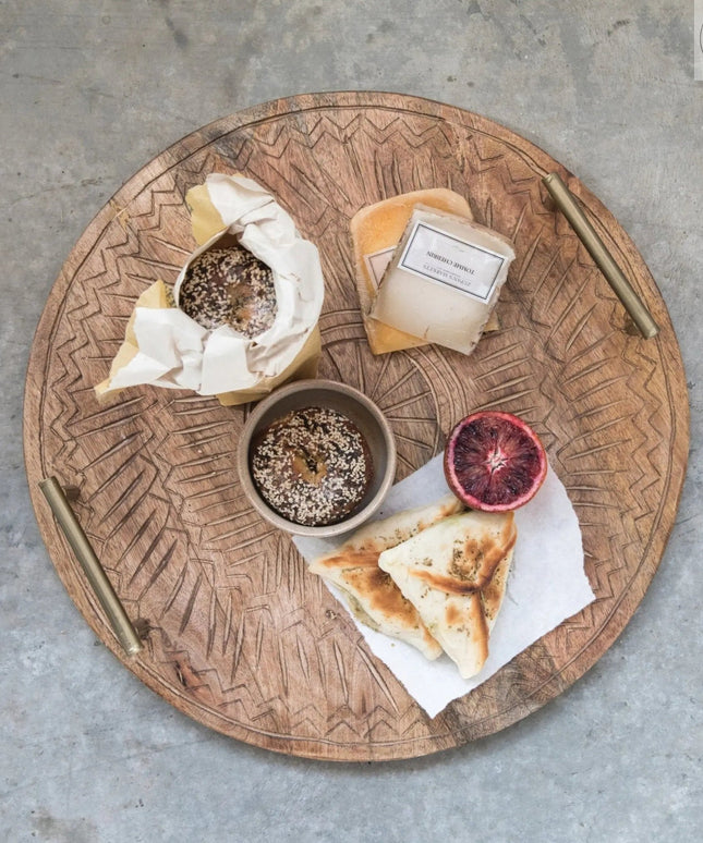 Hand Carved Mango Wood Tray  Default Title   | Industrial Farm Co
