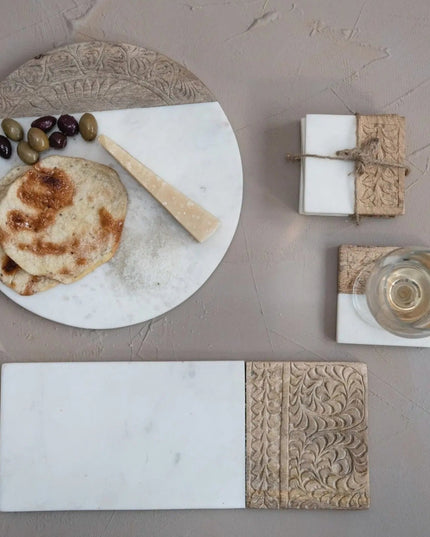 Hand Carved Charcuterie Serving Board  Rectangle Serving Board   | Creative Co-op