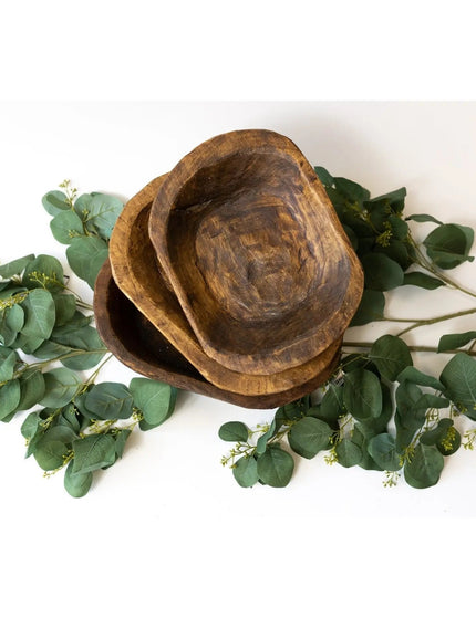 Hand Carved Wood Bowl Decorative Tray Natural   | Stash Style