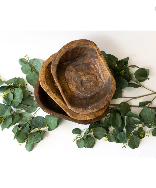 Hand Carved Wood Bowl Decorative Tray Natural   | Stash Style