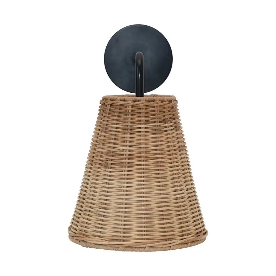 Wicker and Metal Wall Sconce  Default Title   | Industrial Farm Co