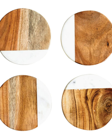 Mango Wood and Marble Coasters  Default Title   | Industrial Farm Co