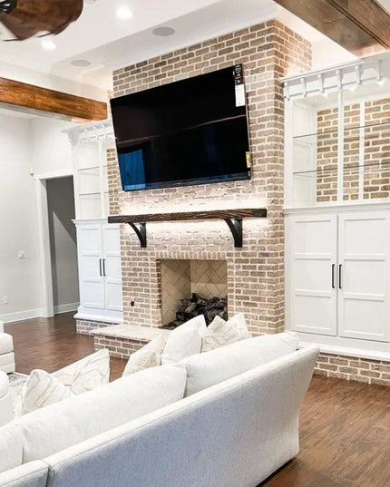 The Albany Mantel Corbel Brackets/Corbels 5" Depth x 5" Wall Mount Length Finish Silver Powder Coat | Industrial Farm Co