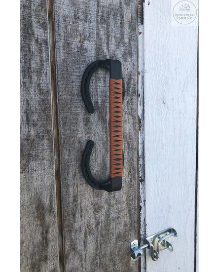 The Bermuda Handle Door Handle/ Pull Copper Powder Coat Leather Wrapping No Leather Wrap | Industrial Farm Co
