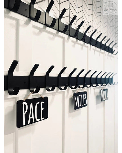 The Christopher Double Hook Coat Rack Coat Rack 10" Wall Mount Length Finish Black Powder Coat | Industrial Farm Co