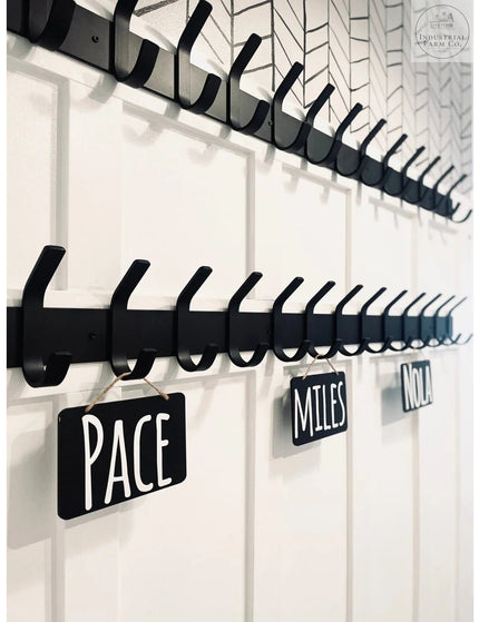The Christopher Double Hook Coat Rack Coat Rack 10" Wall Mount Length Finish Black Powder Coat | Industrial Farm Co