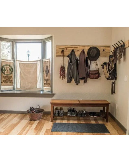 The Christopher Double Hook Coat Rack Coat Rack 14” Wall Mount Length Finish Black Powder Coat | Industrial Farm Co