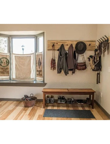 The Christopher Double Hook Coat Rack Coat Rack 14” Wall Mount Length Finish Black Powder Coat | Industrial Farm Co