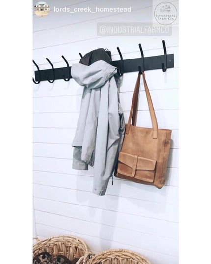 The Cooperstown Double Hook Coat Rack Coat Rack 10" Wall Mount Length Finish Gold Powder Coat | Industrial Farm Co