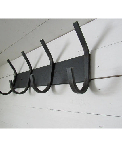 The Cooperstown Double Hook Coat Rack Coat Rack 14" Wall Mount Length Finish Black Powder Coat | Industrial Farm Co