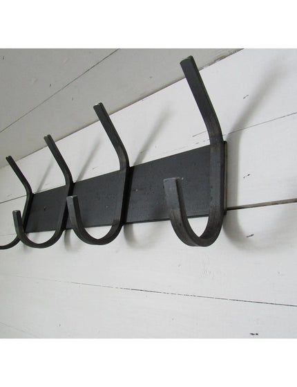 The Cooperstown Double Hook Coat Rack Coat Rack 14" Wall Mount Length Finish Black Powder Coat | Industrial Farm Co