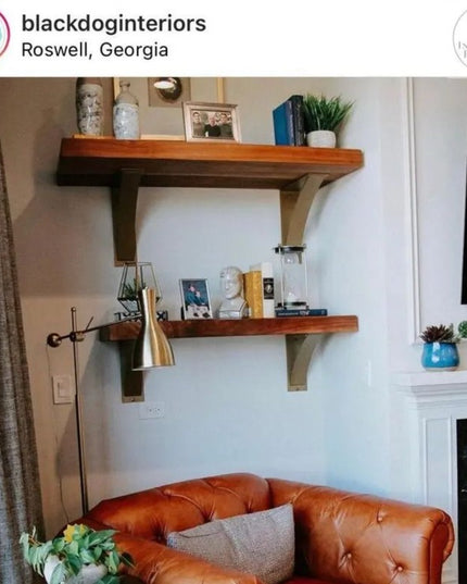 The Dibbles Floating Shelf Bracket Brackets/Corbels 5" Depth x 7" Wall Mount Length Finish Black Powder Coat | Industrial Farm Co