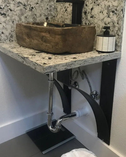 The Endicott Breakfast Bar Support Brackets/Corbels 8" Depth x 20" Wall Mount Length Finish Copper Powder Coat | Industrial Farm Co