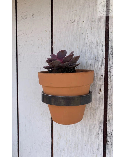 The Hudson Wall Mounted Potholder Plant Holder 4" Pot Finish Silver Powder Coat | Industrial Farm Co