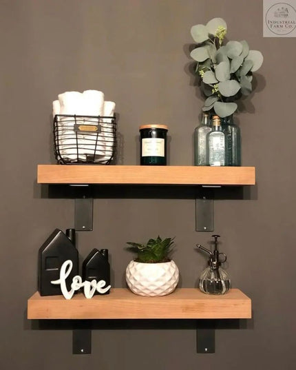 The Lucas L Bracket Shelf Support 4" Depth x 4" Wall Mount Length Finish Gold Powder Coat | Industrial Farm Co