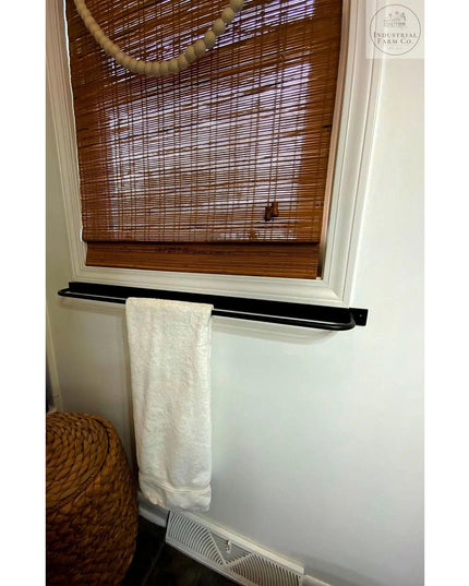 The Oswego Modern Bathroom Towel Bar Towel Bar 18" Wall Mount Length Finish Black Powder Coat | Industrial Farm Co