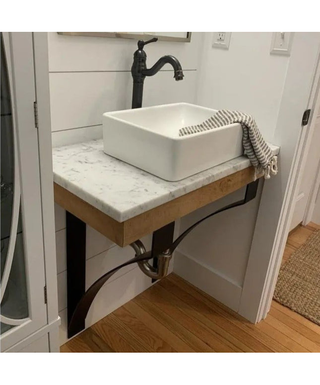 The Rochester Countertop and Desk Supports Brackets/Corbels 8" Depth x 20" Wall Mount Length Finish Raw - Uncoated Metal | Industrial Farm Co