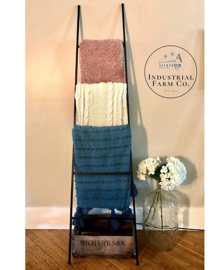 The Tapered Michael Farmhouse Ladder Decorative Ladder 6 ft Tall Finish Raw - Uncoated Metal | Industrial Farm Co