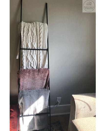 The Tapered Michael Farmhouse Ladder Decorative Ladder 6 ft Tall Finish Black Powder Coat | Industrial Farm Co