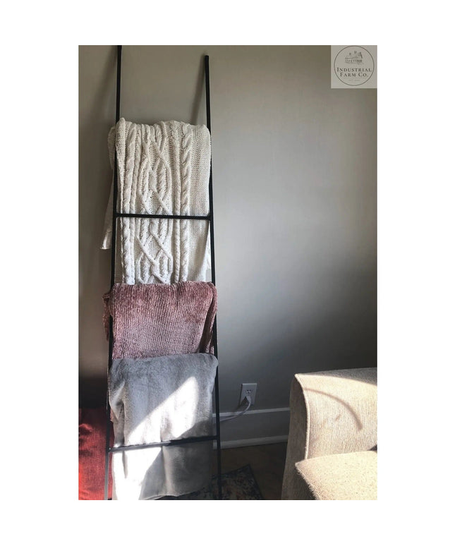 The Tapered Michael Farmhouse Ladder Decorative Ladder 6 ft Tall Finish Black Powder Coat | Industrial Farm Co
