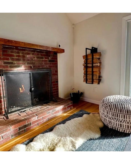 The Toby Firewood Holder  24” Wall Mount Length Finish Copper Powder Coat | Industrial Farm Co