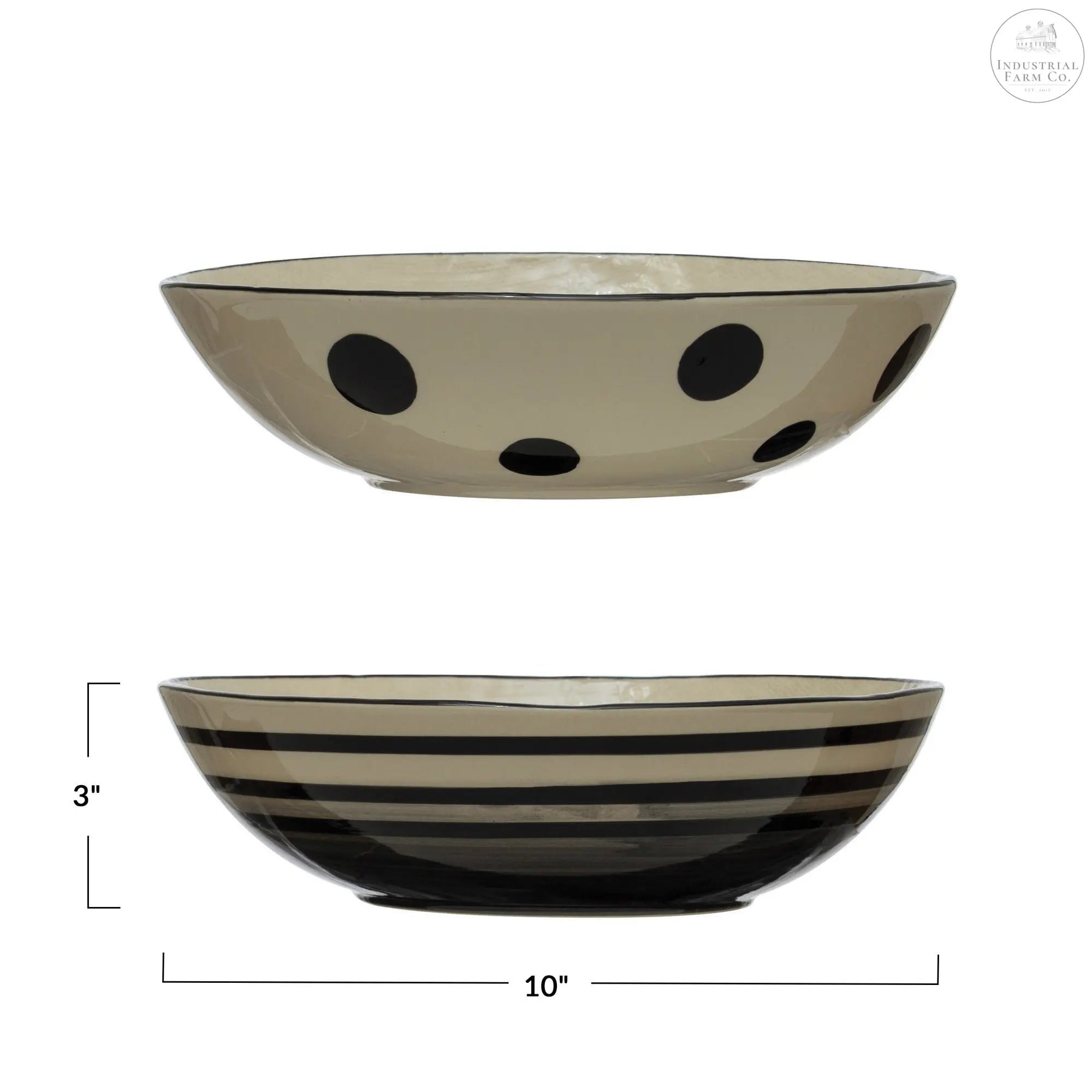 The Walker Hand Painted Serving Bowl  Stripes   | Industrial Farm Co