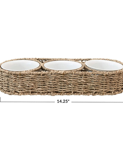 3 Bowl Woven Serving Basket     | Industrial Farm Co